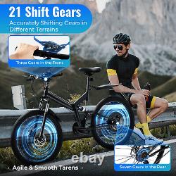 Vélo de Montagne 26 pouces 21 Vitesses MTB Pliable avec Suspension Intégrale et Freins à Disque Doubles