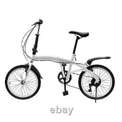 Vélo pliant pour adultes de 20 pouces, 7 vitesses adaptées aux adultes, léger en acier au carbone blanc 44T