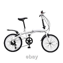 Vélo pliant pour adultes de 20 pouces, 7 vitesses adaptées aux adultes, léger en acier au carbone blanc 44T