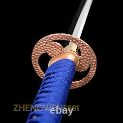 Véritable Épée Tranchante Damas Acier Replié Japonais Samouraï Bataille Prêt Katana