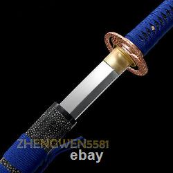 Véritable Épée Tranchante Damas Acier Replié Japonais Samouraï Bataille Prêt Katana