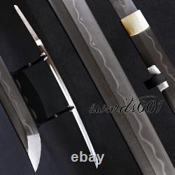 Véritable épée samouraï katana en acier T10 plié et temperé, lame nue en argile Hamon