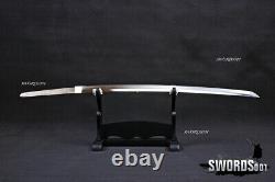 Véritable épée samouraï katana en acier T10 plié et temperé, lame nue en argile Hamon