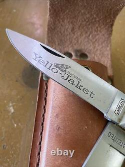 Vintage/rare Camillus 716 Yello Jaket Couteau Pliant À Double Serrure Avec Gaine
