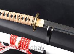White Shiny Saya Japonais Plié Haut 1060 Acier Au Carbone Katana Samurai Sword